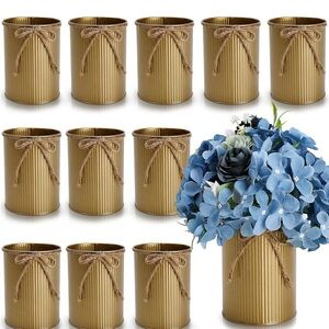 New 12 pack of Gold Decorative tin vases